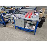 Mobile Steel Framed Workbench with Extension, Approx. 1.7m x 0.6m x 0.85m Please read the