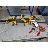 Four Stanley Trigger Clamps and Three Various Clamps Please read the following important