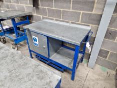 Mobile Steel Framed Workbench, Approx. 0.9m x 0.7m x 1m Please read the following important