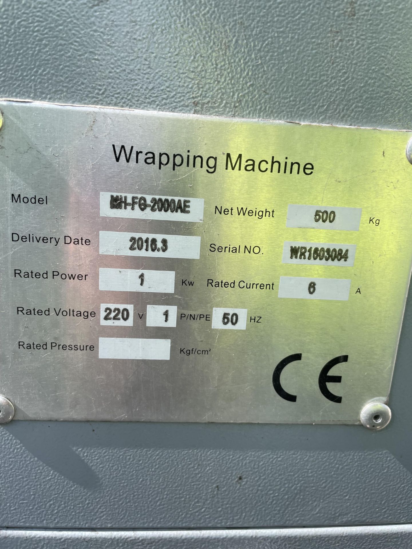 Paktool MH-FG-2000AE Pallet Wrapper Serial Number WR1603084 (2016) Please read the following - Image 4 of 4