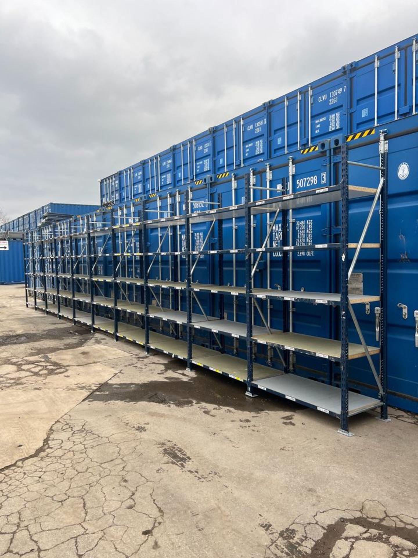 Ten Joined Bays of Mecalux Long Span Racking, 5 levels per bay, 11 ...