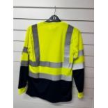 210 x Yellow and Navy Long Sleeve Hi Vis Tops (vendors comments – new), Size - S x 15, M x 40, XXL x
