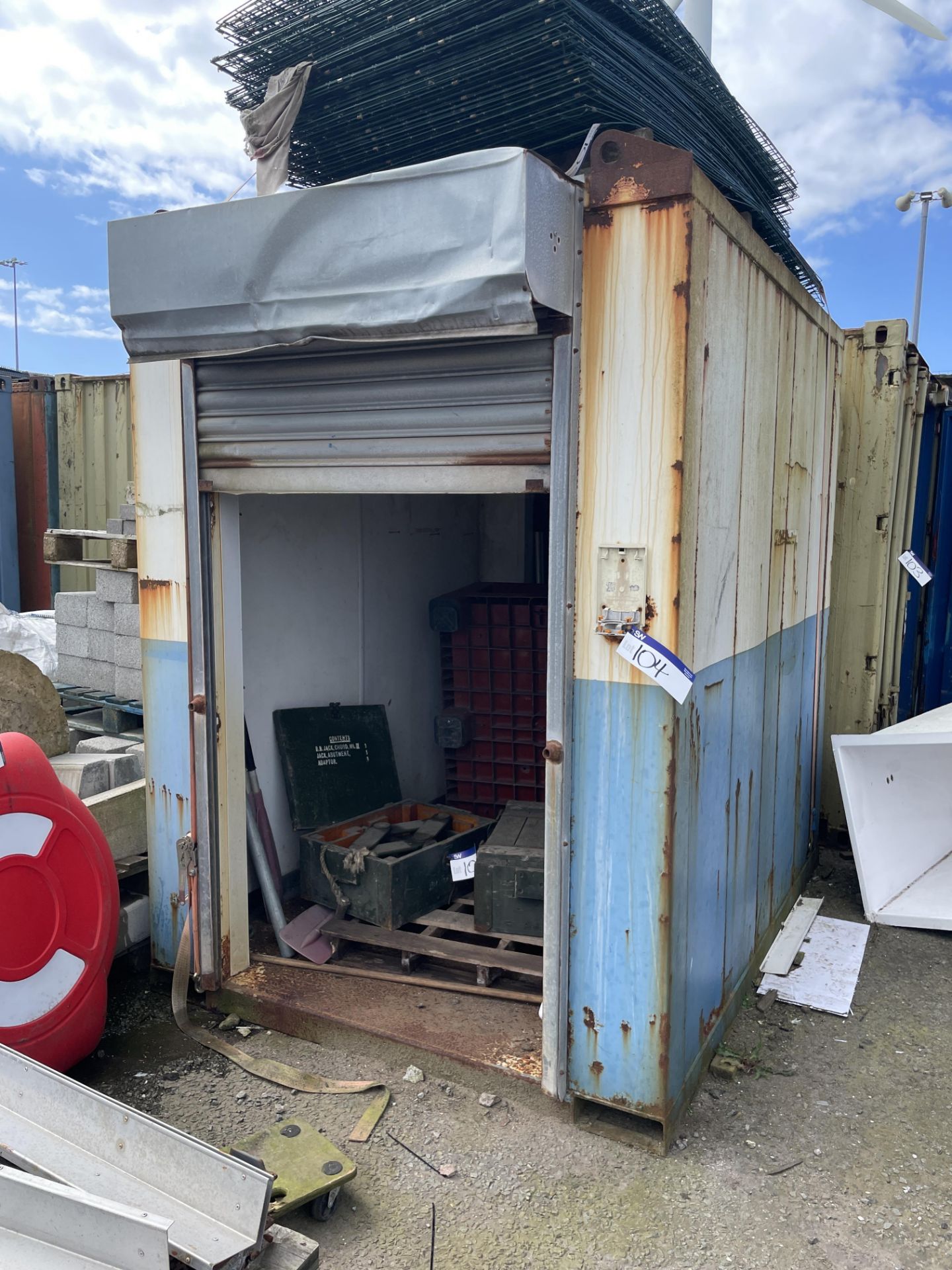 Steel Container, with roller shutter door at either end, (excluding contents) Please read the