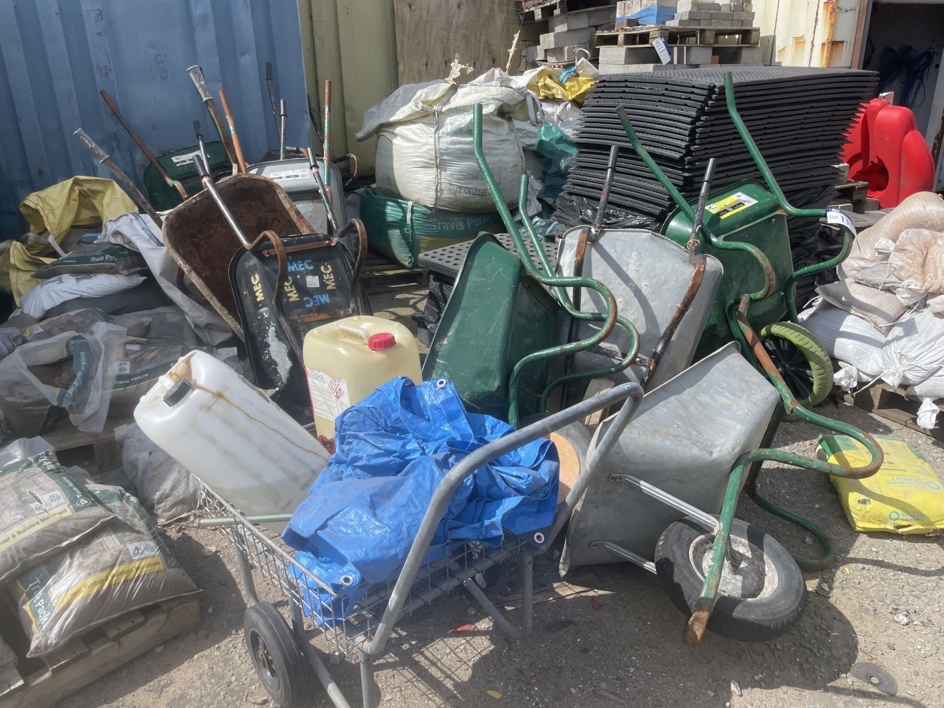 Ten Steel Wheelbarrows & Wire Mesh Barrow Please read the following ...