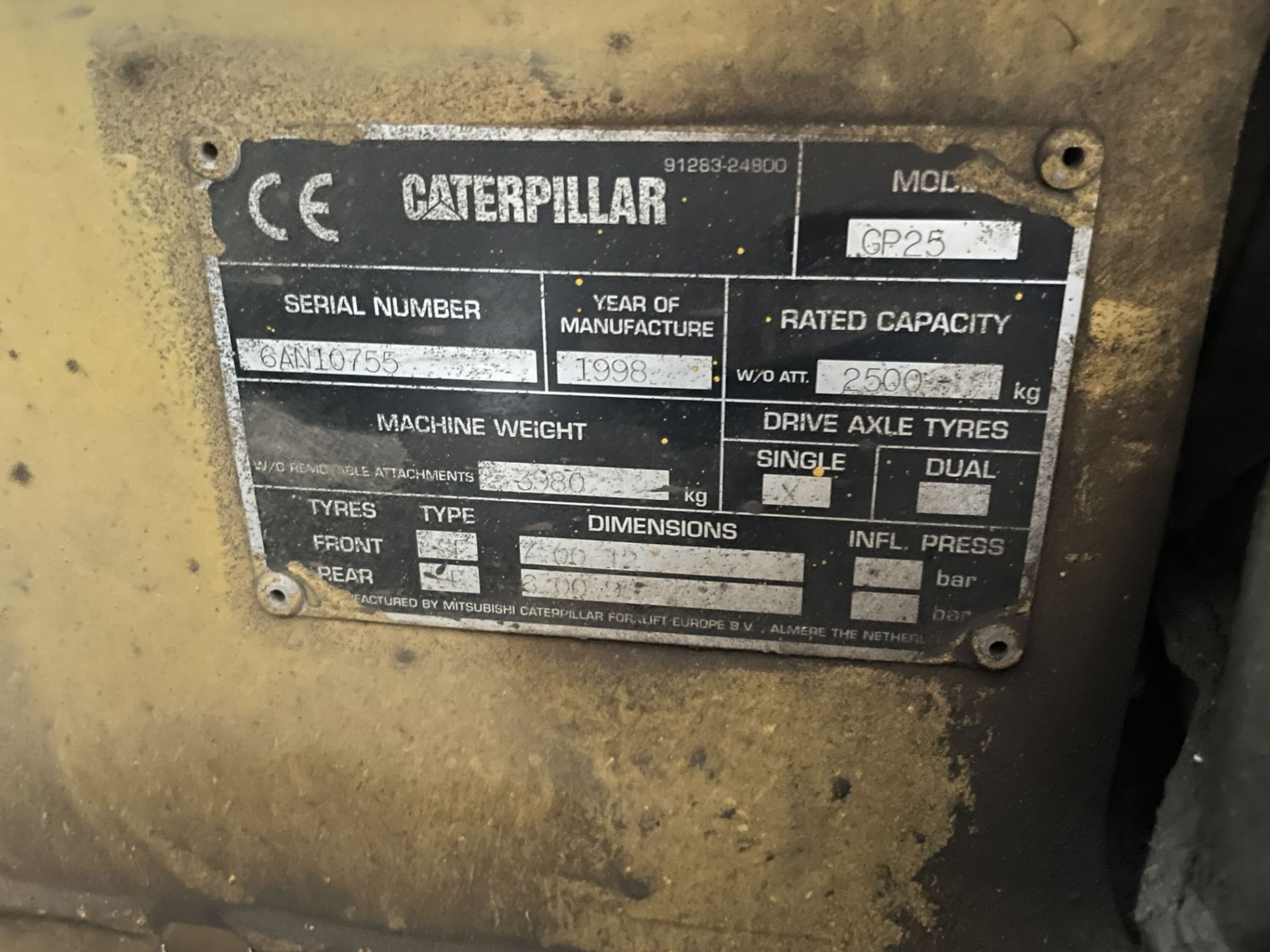 Caterpillar GP25 GAS FORK LIFT TRUCK, serial no. 6AN10755, year of manufacture 1998, 2500kg rated - Bild 8 aus 8