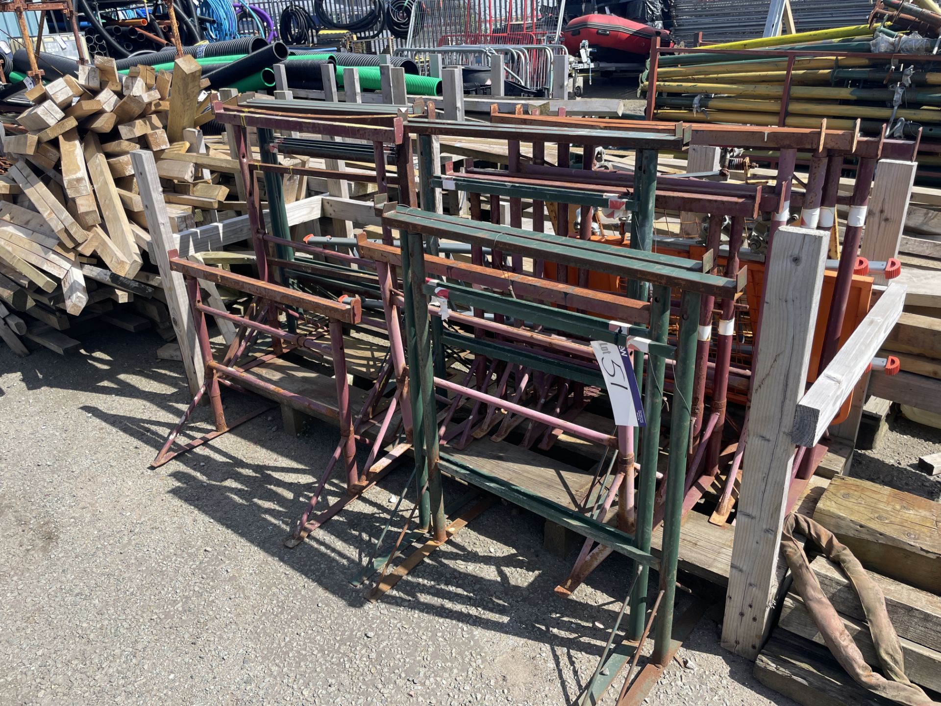 18 Steel Trestles, with timber pallet Please read the following important notes:- ***Overseas buyers