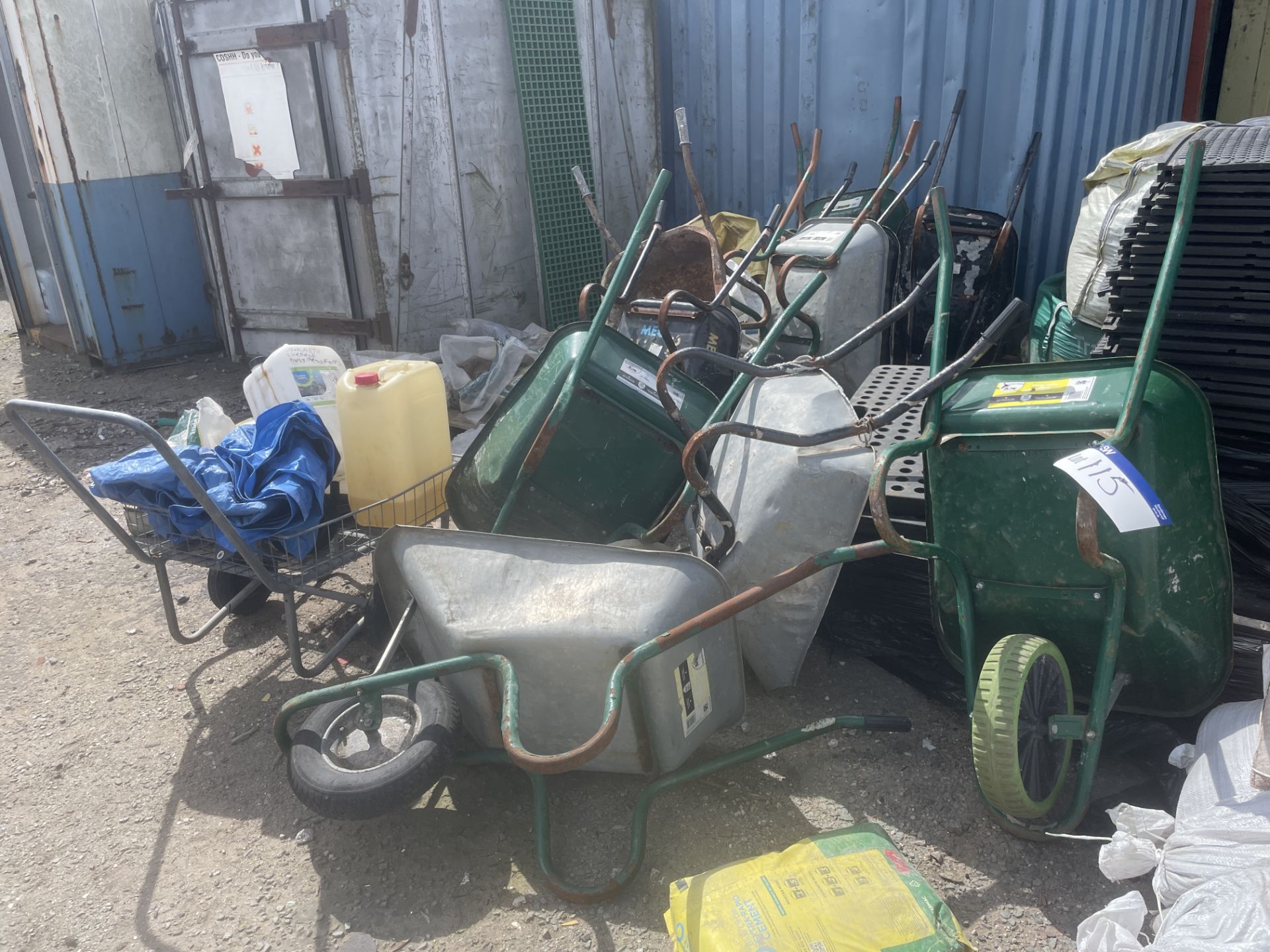 Ten Steel Wheelbarrows & Wire Mesh Barrow Please read the following ...