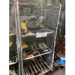 Collapsible Cage, with contents including hand tools, pump and chisels Please read the following