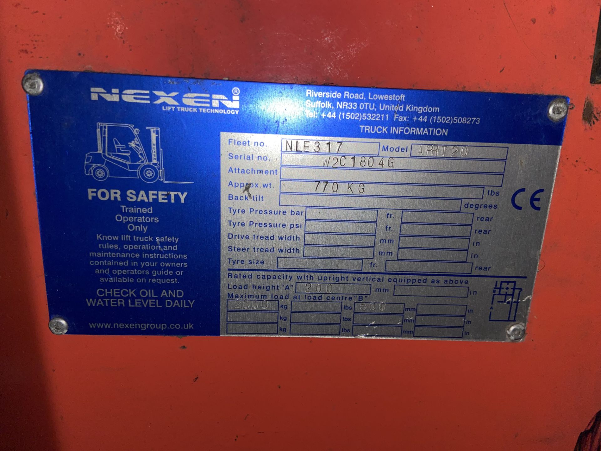 Nexen APRT 20 2000kg cap. Electric Pedestrian Operated Fork Lift Truck, serial no. W2C1804G, - Image 5 of 5