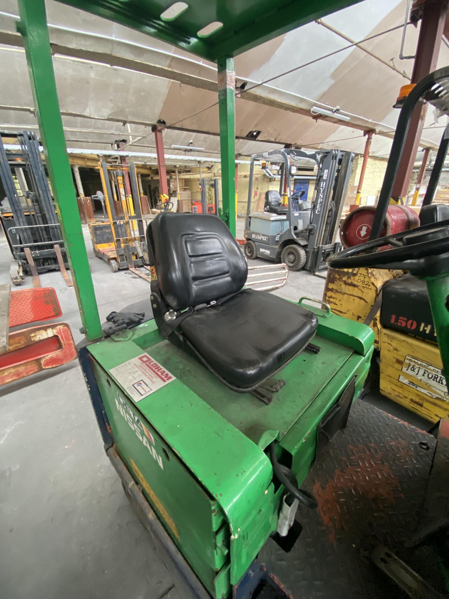 Datsun CEB01 1350kg cap. Electric Fork Lift Truck, serial no. CB01-000184, indicated hours 2112.9 ( - Image 8 of 10