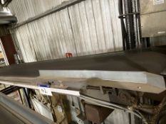 Inclined Belt Bale Conveyor, approx. 1m wide on belt x 5m centres long, fitted geared electric motor