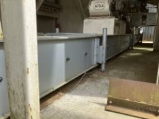 GALVANISED STEEL CASED SWAN NECK CHAIN CONVEYOR, approx. 650mm wide on casing x approx. 10.8m long