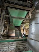 Steel Hopper, approx. 1.4m x 2m x approx. 1.2m deep, with discharge chute to belt conveyor (please