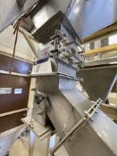 Stainless Steel Hopper, approx. 850mm x 850mm x 700mm deep, with stainless steel chute fitted two