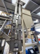 STAINLESS STEEL CASED BELT & BUCKET ELEVATOR, approx. 200mm wide on leg section, understood to be