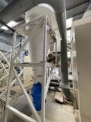 Cyclone Receiver, approx. 900mm dia., approx. 2.8m deep, with centrifugal fan fitted electric motor,