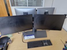 Two Dell U2421HE Monitors with Dell MDS19 Dual Monitor Stand Please read the following important