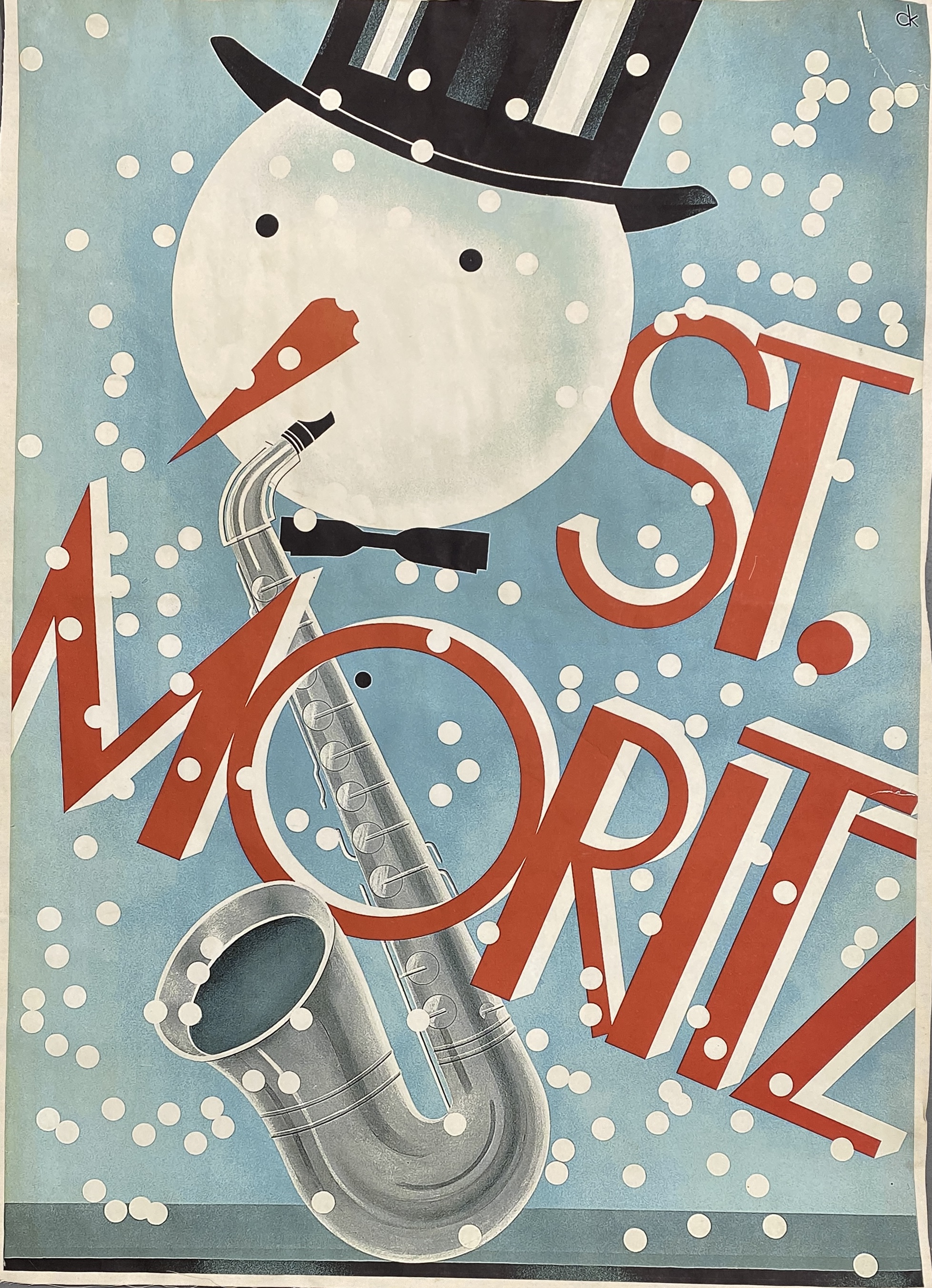 St. Moritz - Swiss Poster, Backed to Linen