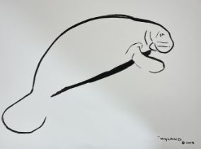 Robert Wyland - Ink on Paper, Manatee