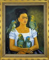 Attributed to Frida Kahlo - Self Portrait, Oil on Canvas