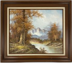 Mountain Scene, Original Oil on Canvas