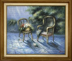 Two Chairs - Oil on Canvas, Signed Pino