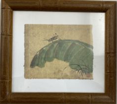 Chinese Grasshopper on Leaf, Print