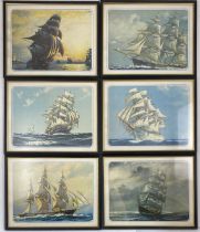 Grouping of 6 Vintage Sailboat Prints