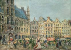Vetter, Charles (1858 Kahlstädt-1941 München) "Grand Place - Brüssels historischer Marktplatz",