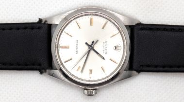 Rolex-Herrenuhr, Oyster Precision, um 1960, Handaufzug, 14-Tagewerk, silberfarbenes Zifferblatt mit