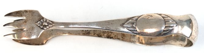 Zuckerzange, Dänemark 1919, Silber, ca. 33,2 g, L. 11 cm