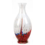 Vase, Murano, Balusterform, farbloses Glas, Innenfang mit weißen, roten, blauen und gelben Einschme
