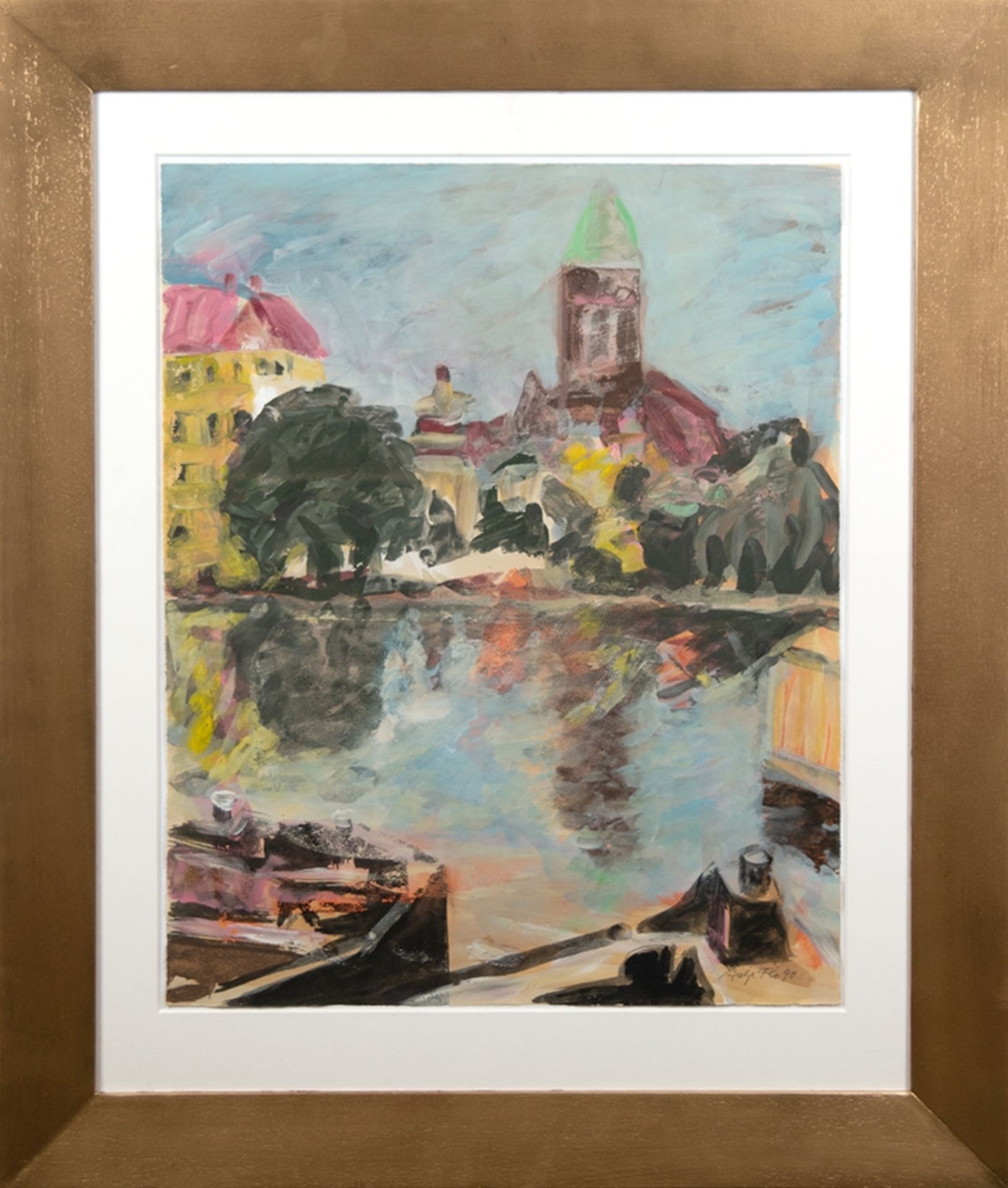 Fretwurst-Colberg, Antje (1940 Hamburg) "Blick auf das Märkische Museum in Berlin", Aquarell, oben