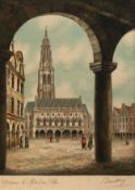 Bardey, Jeanne (1876-1944) "Marktplatz mit Kirche", Aquarell, sign. u.r., 22x17 cm, ungerahmt