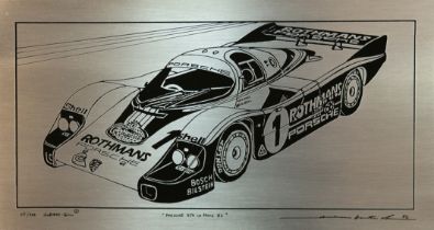 Hentrich, Andreas "Porsche 956 Le Mans 82", Andreas-Zinn-Grafik, Exemplar 68/100, sign., rückseitig