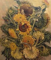 Tschirch, Egon (1889 Rostock-1948 Rostock) "Sonnenblumen", Öl/ Lw., sign. u.r. und dat. 1937, 1 Hin