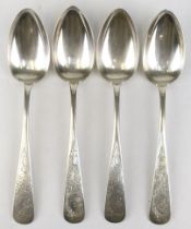 4 Eßlöffel, um 1900, 800er Silber, mit Floraldekor, rücks. Gravur dat. 1911, ges. 200 g, L. 22 cm