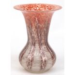 Art-Deco-Vase, WMF Ikora, farbloses Glas mit rot/braunen Pulvereinschmelzungen, gebauchter Korpus u