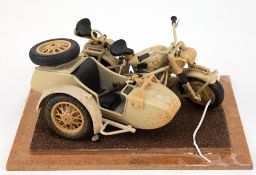 Modell-Fahrzeug "Motorrad mit Beiwagen- BWW R75", Metall/Kunststoff, L. ca. 18 cm