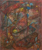 Dorn, Peter (1938 Aussig, Tschechoslowakei) "Frau mit Hut", Öl/Lw., unsign., rückseitig bez., 62x49