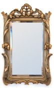 Spiegel mit geschliffenem Glas, um 1900, Holzrahmen mit Stuck, gefasst und repariert, 112x68 cm