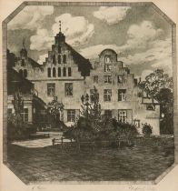 Eulert, Albert (1890 Rostock-1946 Wismar) "Münze von Rostock", Radierung, sign. u.l., 27x23 cm, im