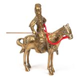 Messing-Figur "Samurai-Krieger in Rüstung auf Pferd sitzend", 20. Jh., H. 22 cm