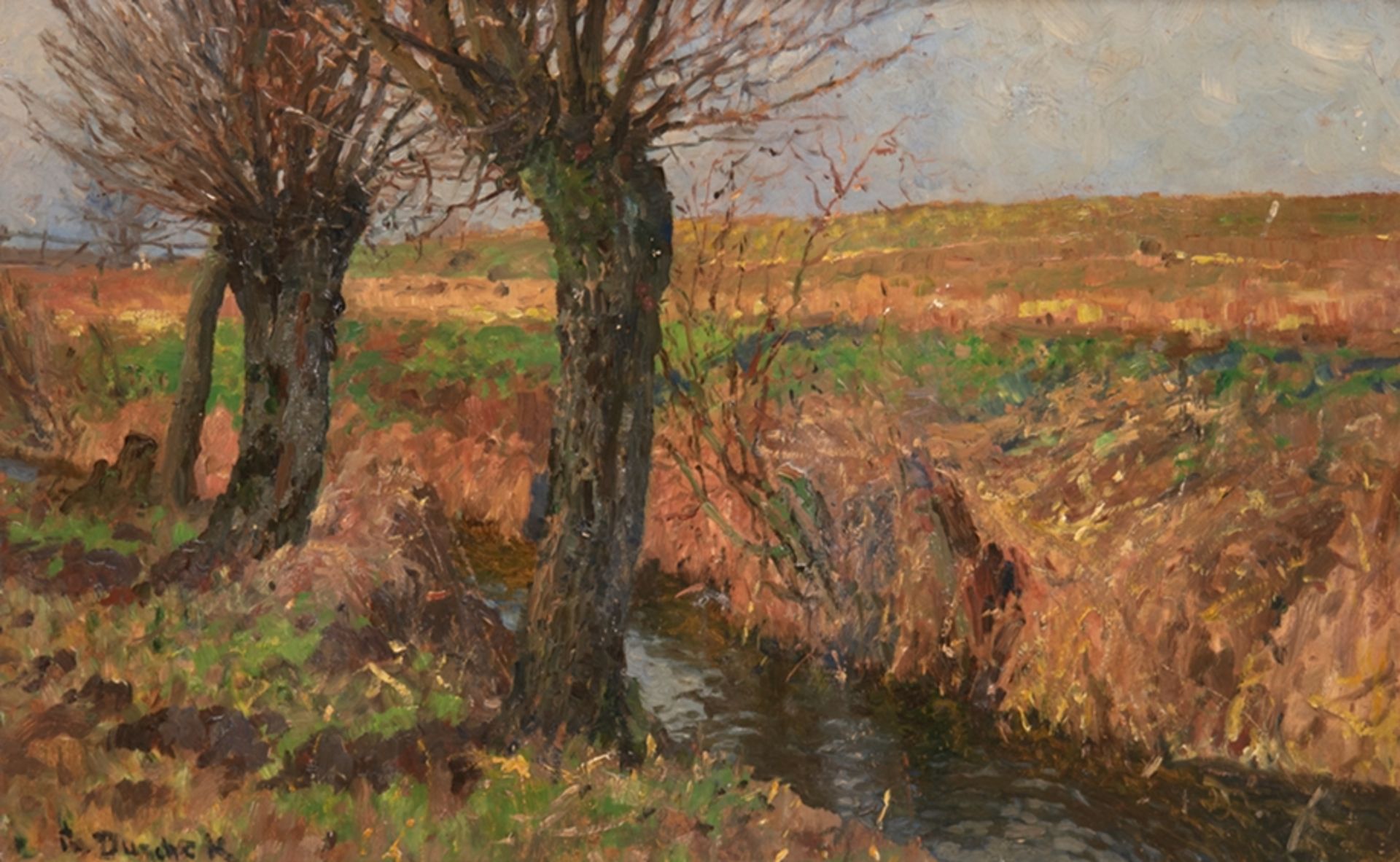 Duschek, Richard (1884 Neugarten-1959 Besigheim) "Kopfweiden", Öl/ Hartfaser, sign. u.l., 40x62 cm,