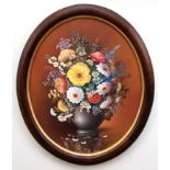 Langer, S. (Stillebenmaler um 1960) "Sommerblumen in Keramikvase", Öl/ Hf., sign. u.r., 60x50 cm, i