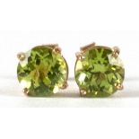 Ohrstecker, 375er GG, 9 kt., Peridot, Dm. 5 mm