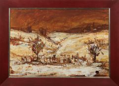 Bob, E. "Winterlandschaft bei Sonnenuntergang", Öl/Mp., sign u.r., 43x61 cm, Rahmen