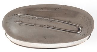 Haarnadel-Dose, oval, 833er Silber, Porto um 1900, J.Rosas & Co., auf Deckel plastische Haarnadel,