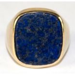 Ring, 585er GG, 5,7 g, ungravierte Lapislazuli-Platte, RG 55, Innendurchmesser 17,5 mm