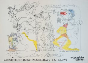 Arnold, Claus "Ausstellungsplakat mit persönlicher Widmung von 1978", koloriert, 45x60 cm, ungerahm